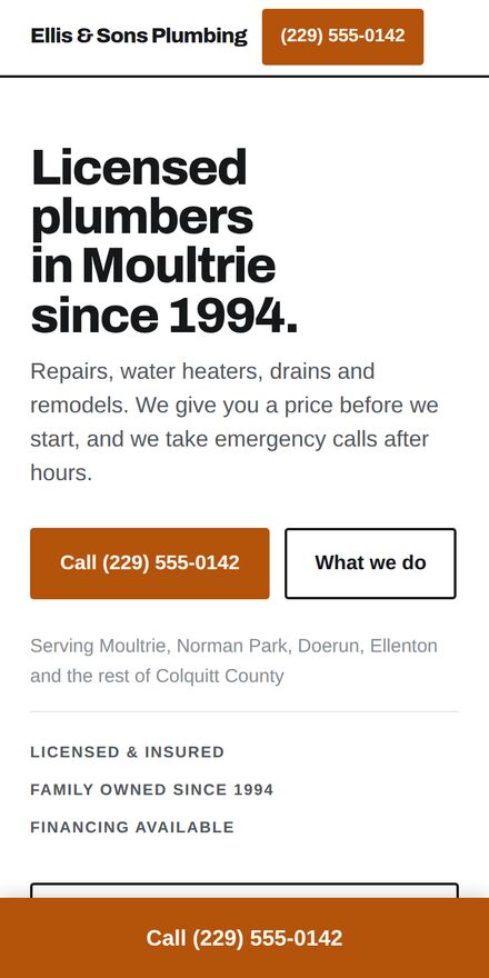 The same site on a phone