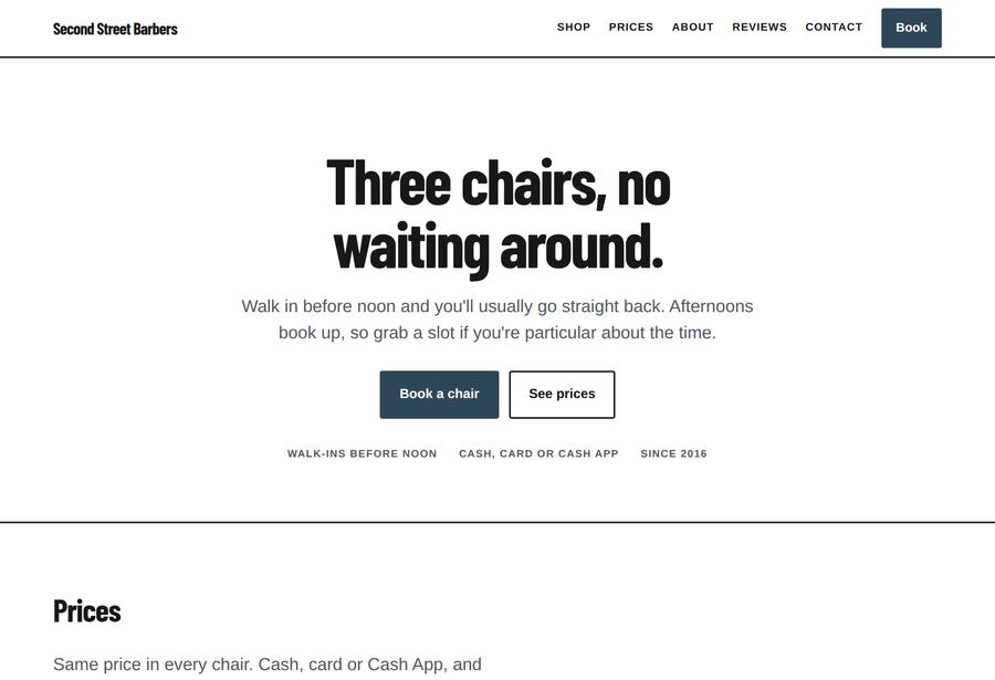 Sample site for a barbershop