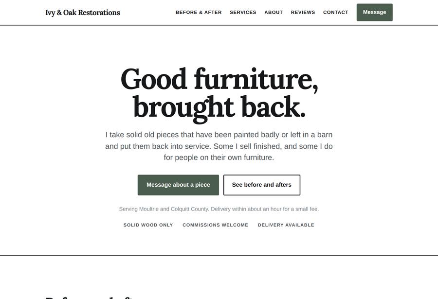 Sample site for a furniture restorer
